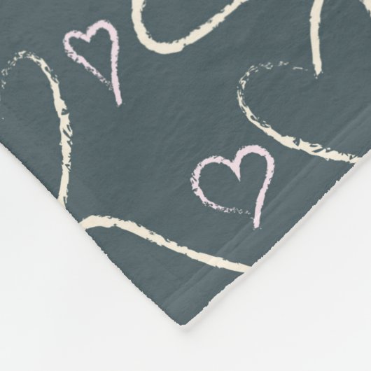 Chalkboard Doodle Hearts Pattern Fleece Deken (Hoek)