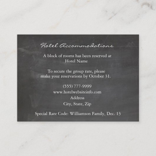  Chalkboard Dove Hotel Enclosure Cards Informatiekaartje (Voorkant)