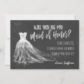 Chalkboard Drawing Wedding Dress - Maid of Honor Kaart (Voorkant)