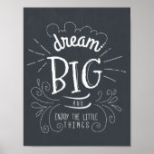 Chalkboard Dream Big Quote Art Print (Voorkant)