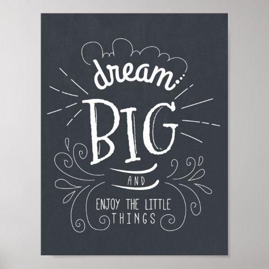 Chalkboard Dream Big Quote Art Print (Voorkant)