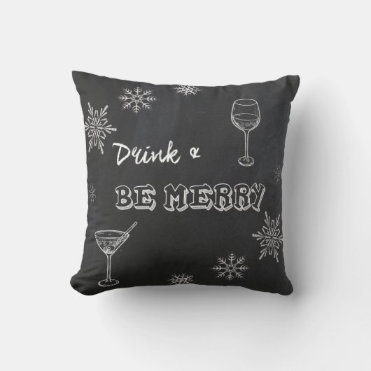 Chalkboard-Drink en be-Merry Kussen (Voorkant)