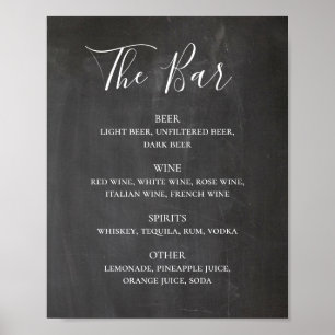 Chalkboard drinken voor moderne scriptbruiloft poster