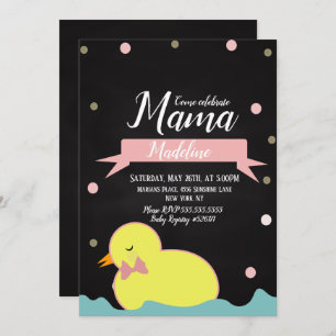 Chalkboard Duck Aquatic Faux Gold Baby shower Kaart