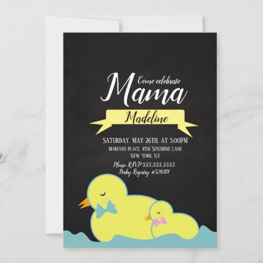 Chalkboard Duck Aquatic Gender Neutral Baby shower Kaart (Voorkant)