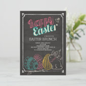 Chalkboard Easter Brunch Dinner Party Uitnodiging (Staand voorkant)