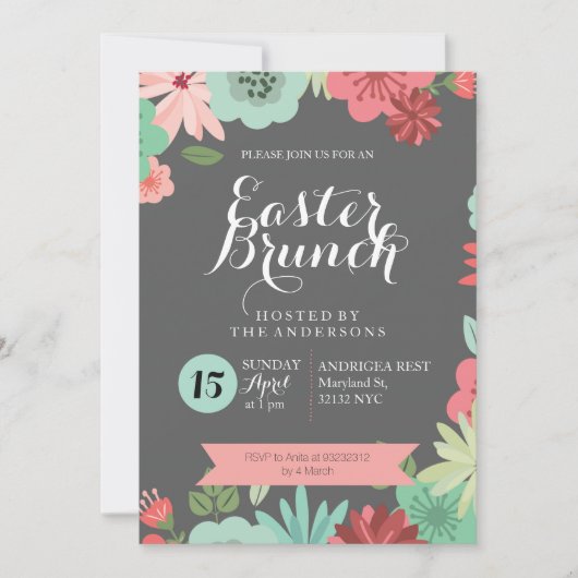 Chalkboard Easter Brunch Egghunt Invitation Kaart (Voorkant)