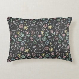 Chalkboard Easter Bunny Doodle Pattern Accent Kussen