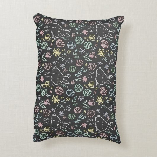 Chalkboard Easter Bunny Doodle Pattern Accent Kussen (Achterkant (Verticaal))