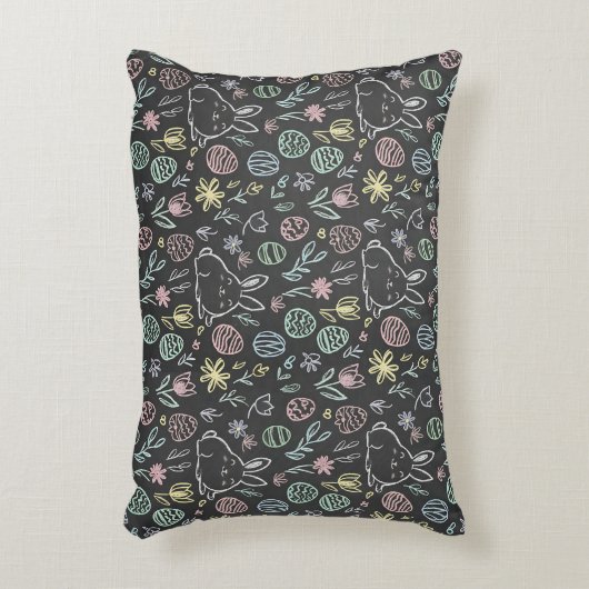 Chalkboard Easter Bunny Doodle Pattern Accent Kussen (Voorkant(Verticaal))