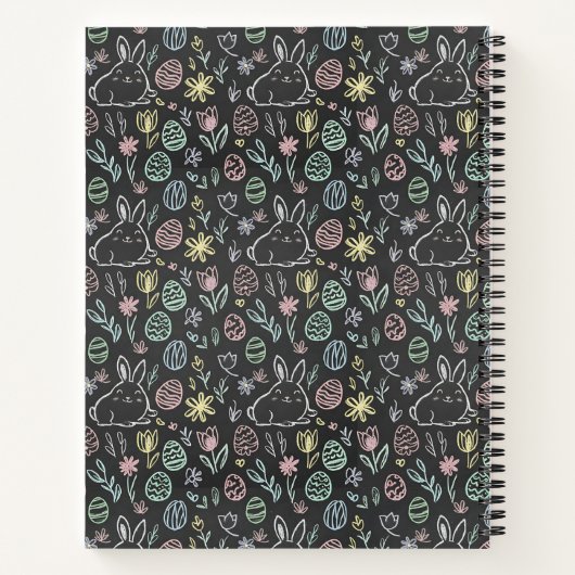 Chalkboard Easter Bunny Doodle Pattern Notitieboek (Achterkant)