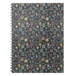 Chalkboard Easter Bunny Doodle Pattern Notitieboek