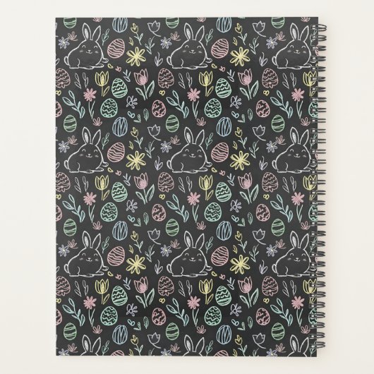 Chalkboard Easter Bunny Doodle Pattern Planner (Achterkant)