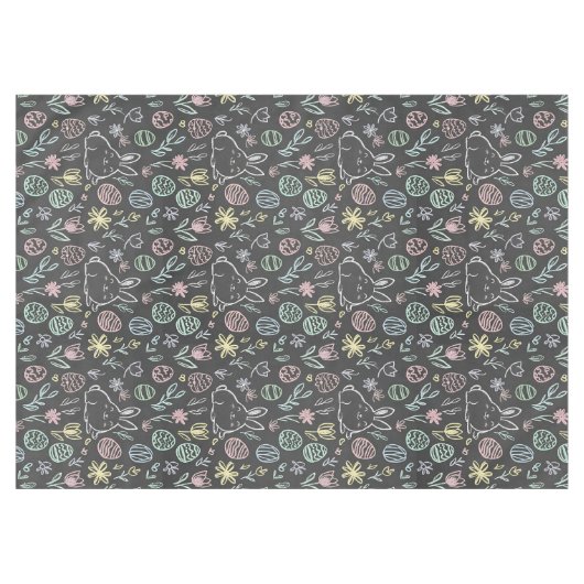 Chalkboard Easter Bunny Doodle Pattern Tafelkleed (Voorkant (Horizontaal))