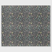 Chalkboard Easter Bunny Doodle Pattern Wrapping  Cadeaupapier (Vlak)