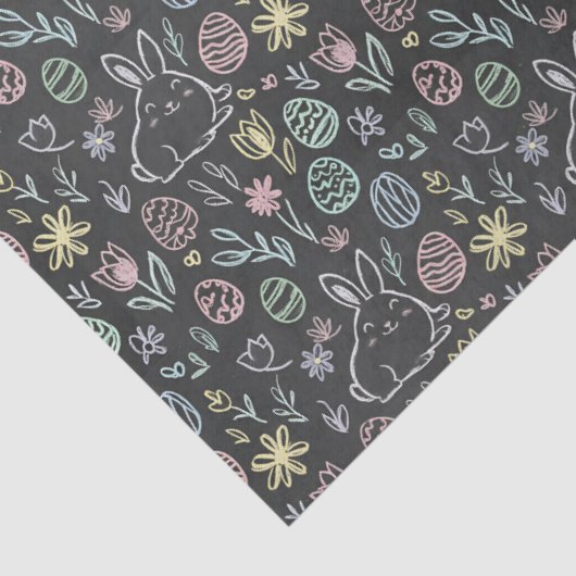 Chalkboard Easter Bunny Doodle Pattern Wrapping  Tissuepapier (Detail)