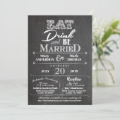 Chalkboard Eat Drink and be huwelijkshuwelijk Invi Kaart (Staand voorkant)