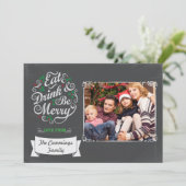 Chalkboard Eat Drink And Be Merry Feestdagenkaart (Staand voorkant)