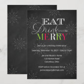 Chalkboard Eat Drink and be Merry Kerstmis Kaart (Voorkant / Achterkant)