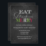 Chalkboard Eat Drink and be Merry Kerstmis Kaart<br><div class="desc">Een leuke uitnodiging voor de feestdag. De uitnodiging kan gemakkelijk voor uw gebeurtenis worden aangepast door uw gebeurtenisdetails, doopvontstijl, doopvontgrootte & kleur en tekst van uw keus toe te voegen door op de "Personalize this sjabloon"knoop te klikken. Pas dit ontwerp nog verder aan door op "uit te klikken gebruikend het...</div>