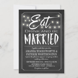 Chalkboard Eat Drink & Be Married Wedding Invites Kaart