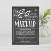 Chalkboard Eat Drink & Be Married Wedding Invites Kaart (Staand voorkant)