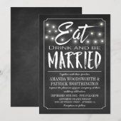 Chalkboard Eat Drink & Be Married Wedding Invites Kaart (Voorkant / Achterkant)