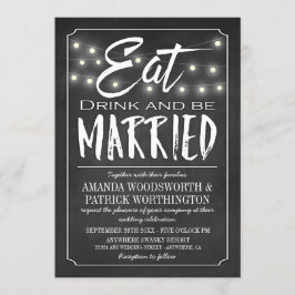 Chalkboard Eat Drink & Be Married Wedding Invites Kaart