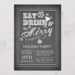 Chalkboard Eat Drink be Merry Holiday Invitation Kaart<br><div class="desc">De moderne en rendabele Drink van het Chalkboard van de Vetting zijn Merry Holiday Uitnodiging die typografie,  sneeuwvlokken,  een martinisch glas met een rode & witte snoepstok kenmerkt.  Stijlvolle en kerkelijke kerstuitnodiging voor al je feestelijke winter...  feest,  feest op het kantoor,  feest op het cocktailfeest en etentje.</div>