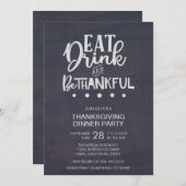 Chalkboard Eat Drink & Be Thankful Thanksgiving Kaart (Voorkant / Achterkant)