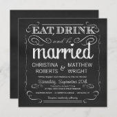 Chalkboard Eat Drink moet gehuwd worden Kaart (Voorkant / Achterkant)