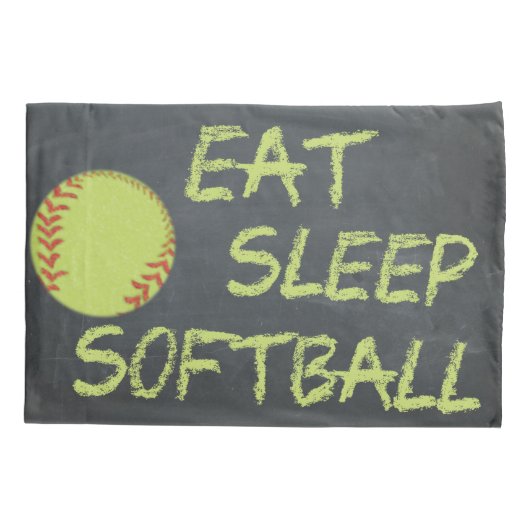 Chalkboard Eat Sleep Softball Kussensloop (Achterkant)