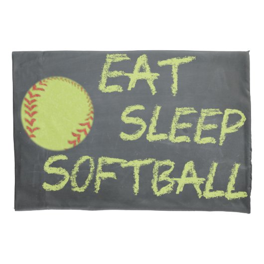 Chalkboard Eat Sleep Softball Kussensloop (Voorkant)