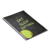 Chalkboard Eat Sleep Softball Notitieboek (Rechterzijde)
