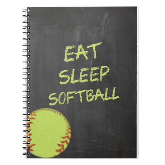 Chalkboard Eat Sleep Softball Notitieboek (Voorkant)