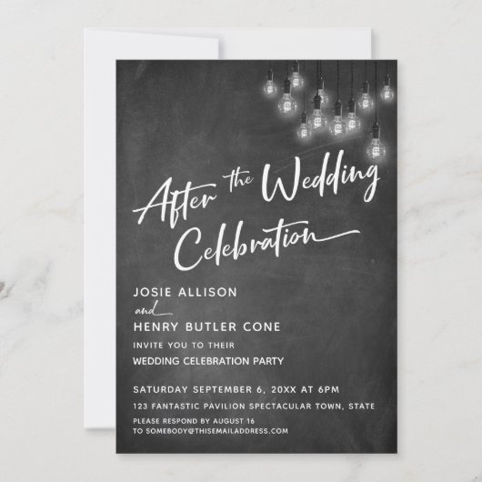 Chalkboard Edison licht na huwelijksfeestdag Kaart (Voorkant)