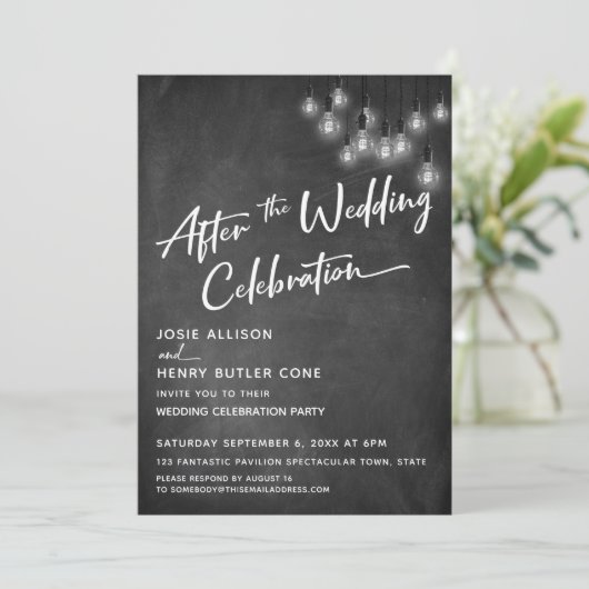 Chalkboard Edison licht na huwelijksfeestdag Kaart (Staand voorkant)