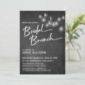 Chalkboard Edison Lights Moderne Bruidsbrunch Kaart (Staand voorkant)