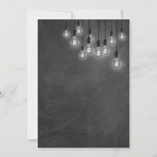 Chalkboard Edison Lights Moderne Bruidsbrunch Kaart (Achterkant)