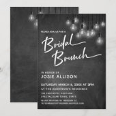 Chalkboard Edison Lights Moderne Bruidsbrunch Kaart (Voorkant / Achterkant)