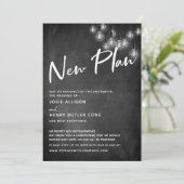 Chalkboard Edison Lights Nieuw Plan Vertraagd Trou Kaart (Staand voorkant)