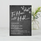 Chalkboard Edison Lights To Have and To Hold Kaart (Staand voorkant)