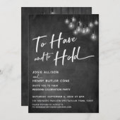 Chalkboard Edison Lights To Have and To Hold Kaart (Voorkant / Achterkant)