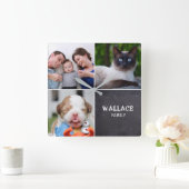 Chalkboard Editable Custom Collage Photos Vierkante Klok (Huis)