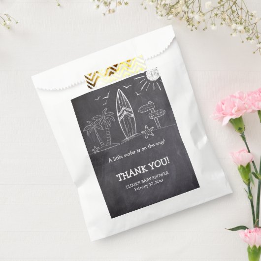 Chalkboard een beetje surfer Baby shower Bedankzakje (Gezegeld)