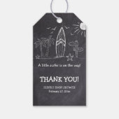 Chalkboard een beetje surfer Baby shower Cadeaulabel (Voorkant)