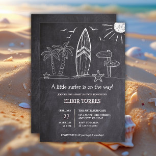 Chalkboard een beetje surfer Baby shower Kaart