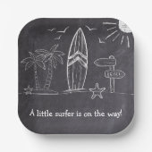 Chalkboard een beetje surfer Baby shower Papieren Bordje (Voorkant)