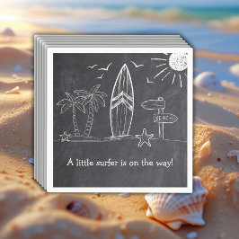 Chalkboard een beetje surfer Baby shower Servet