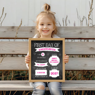 Chalkboard eerste schooldag poster
